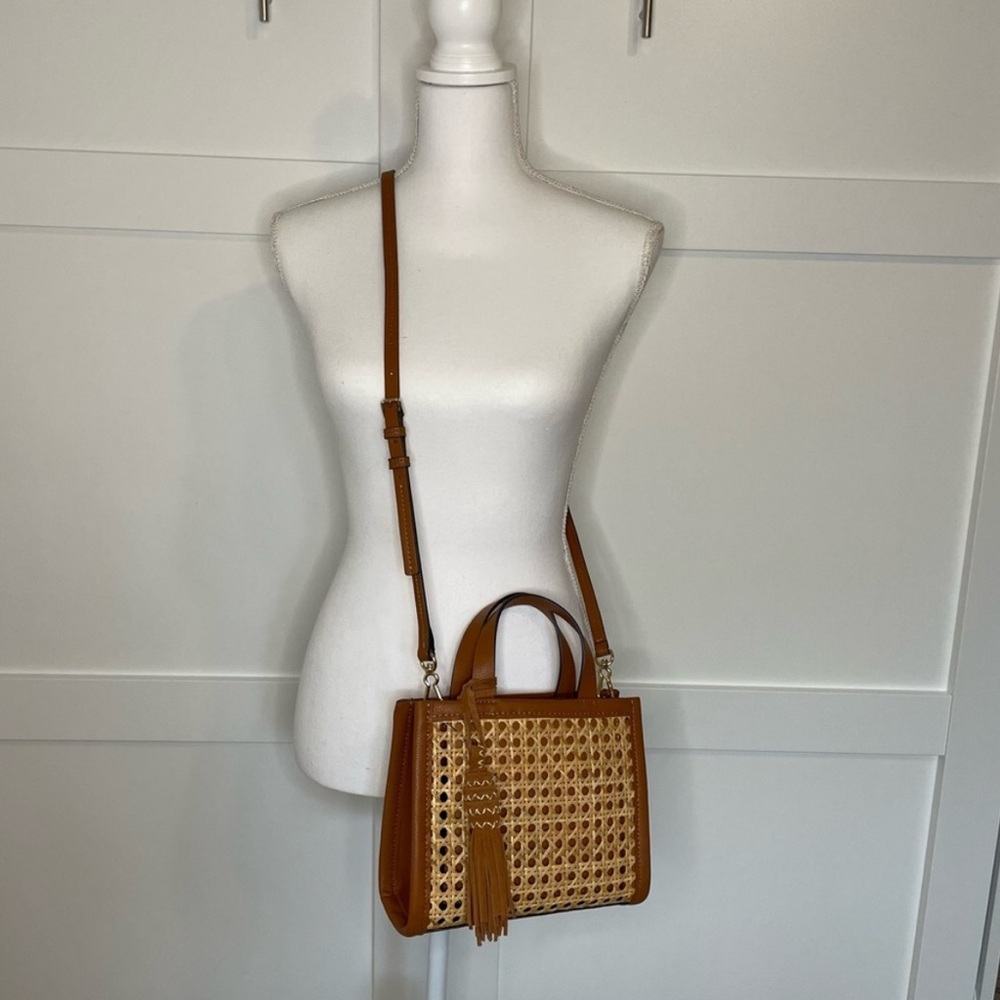 Vince Camuto Rattan Leather Crossbody Bag